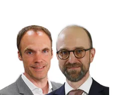 Prof. Dr. Steffen Müller (links) und Prof. Dr. Falk Uebernickel, gemeinsame Leitung Institut für Marketing Management (Porträts der beiden)