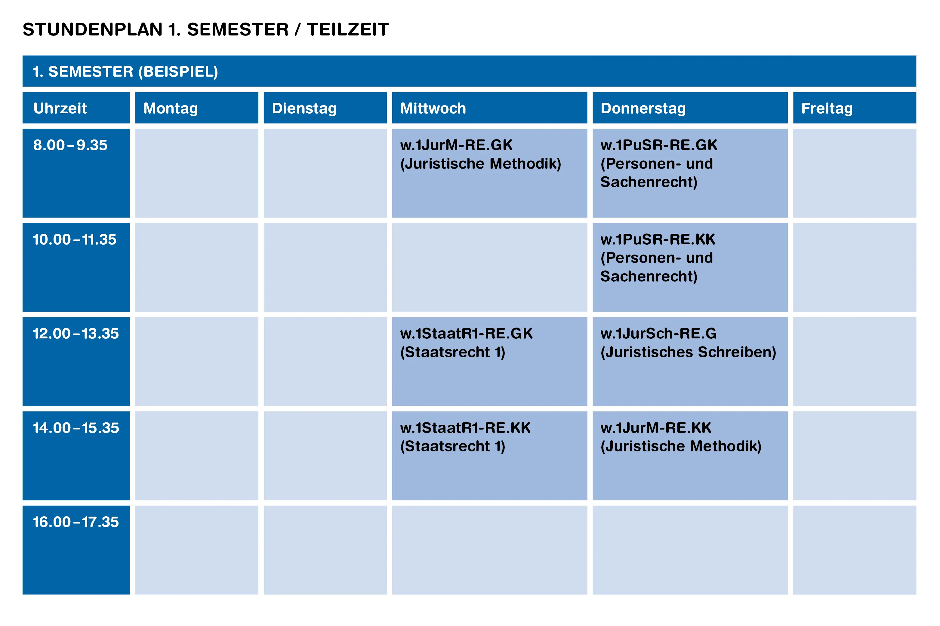 Beispiel Stundenplan Teilzeit Angewandtes Recht