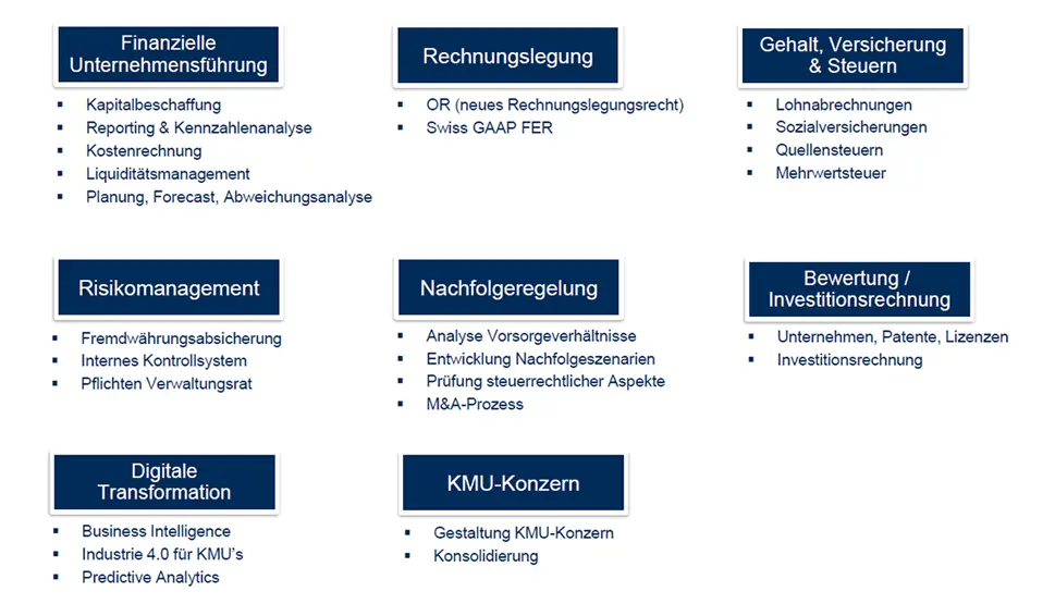 Bereiche für Beratung und Training