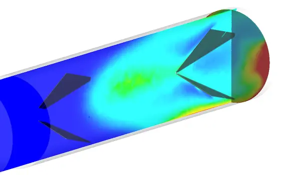 Contour plot of ammonia concentration along the inlet and mixing section