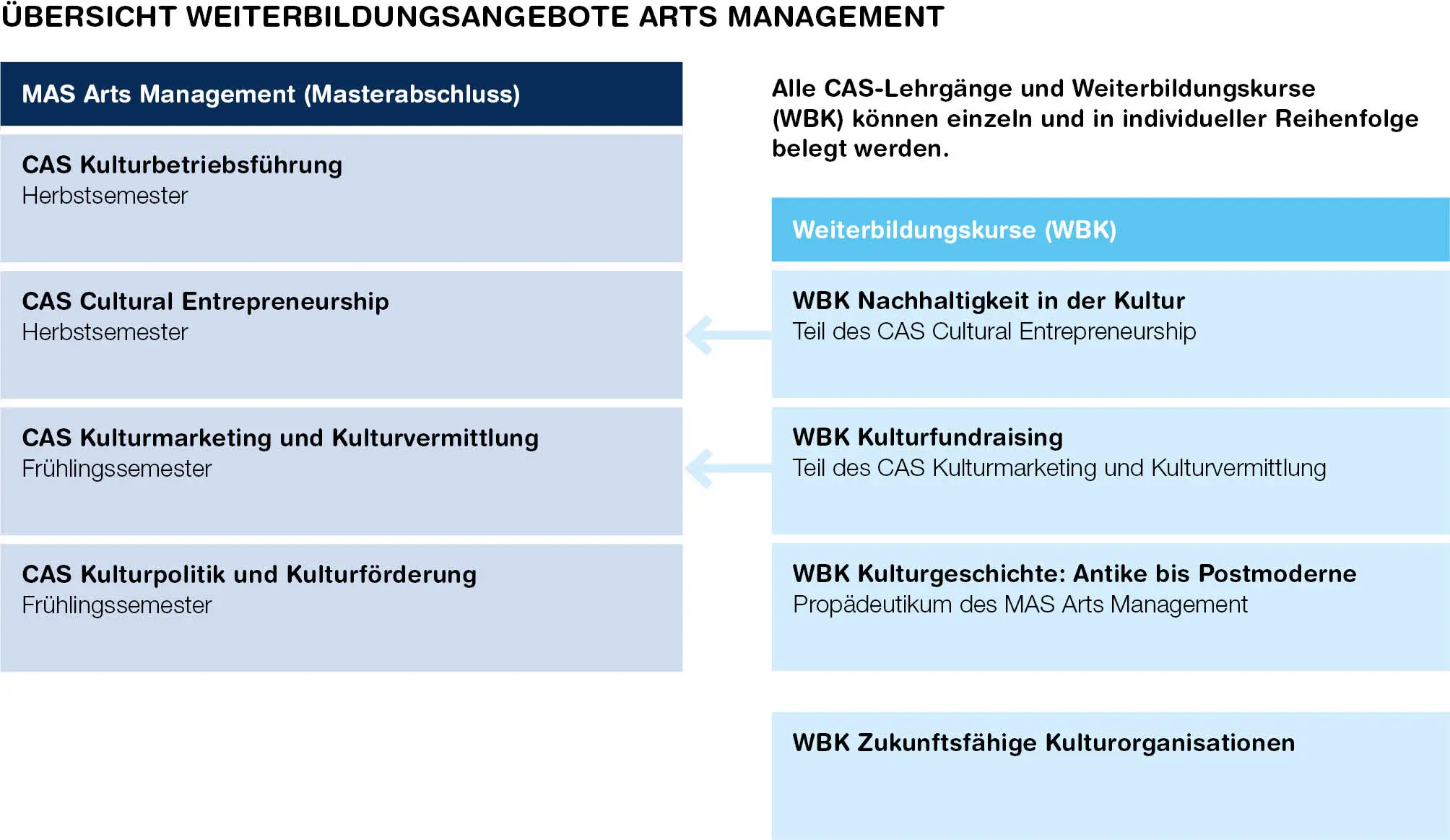 Übersicht Arts Management Angebot