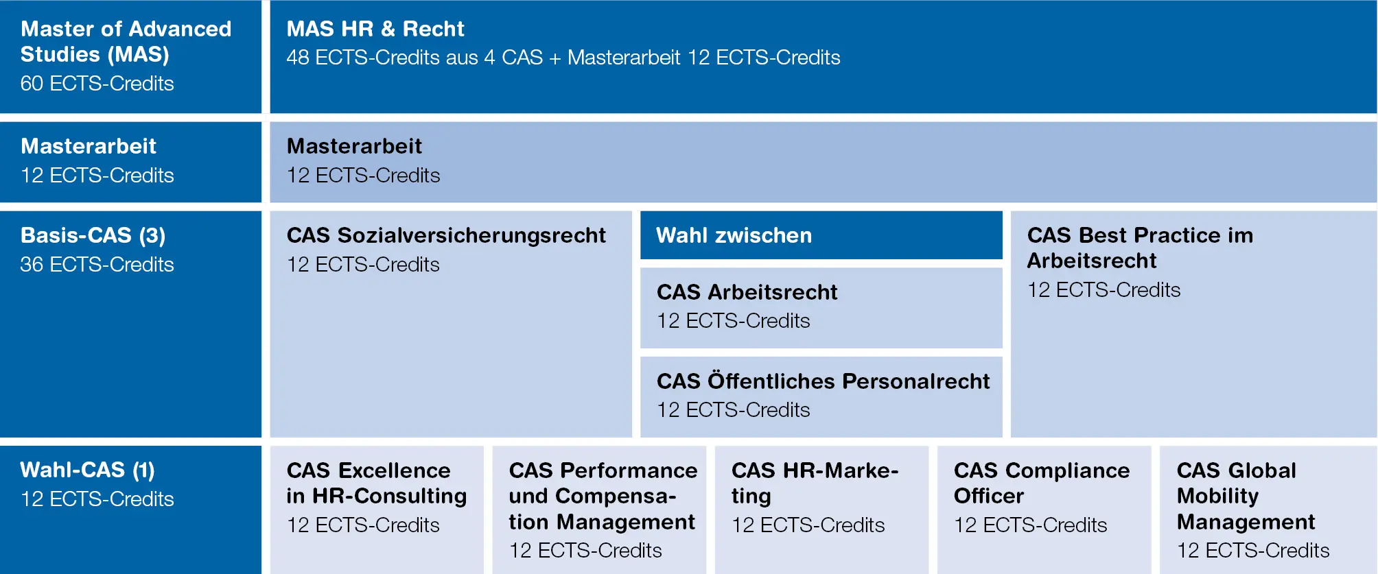 Aufbau des modularen MAS HR & Recht