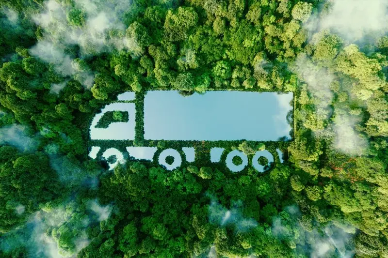 A,Truck-shaped,Lake,In,The,Midst,Of,Pristine,Nature,,Illustrating