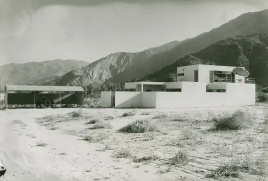 Kocher-Samson office building and apartment- side view of building, Palm Springs, Calif., circa 1934-1935.