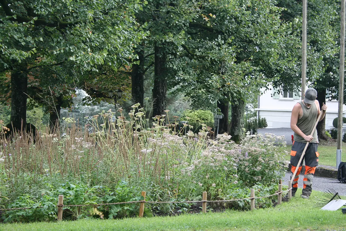 Arbeit bei der Wildstauden-Mischpflanzung in Horw, Bild: Doris Tausendpfund