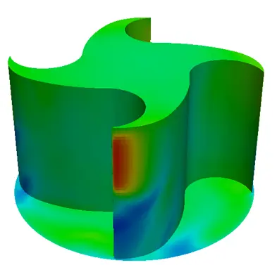 Abb 3: Das Bild zeigt die Druckverteilung an der Mikroturbine.