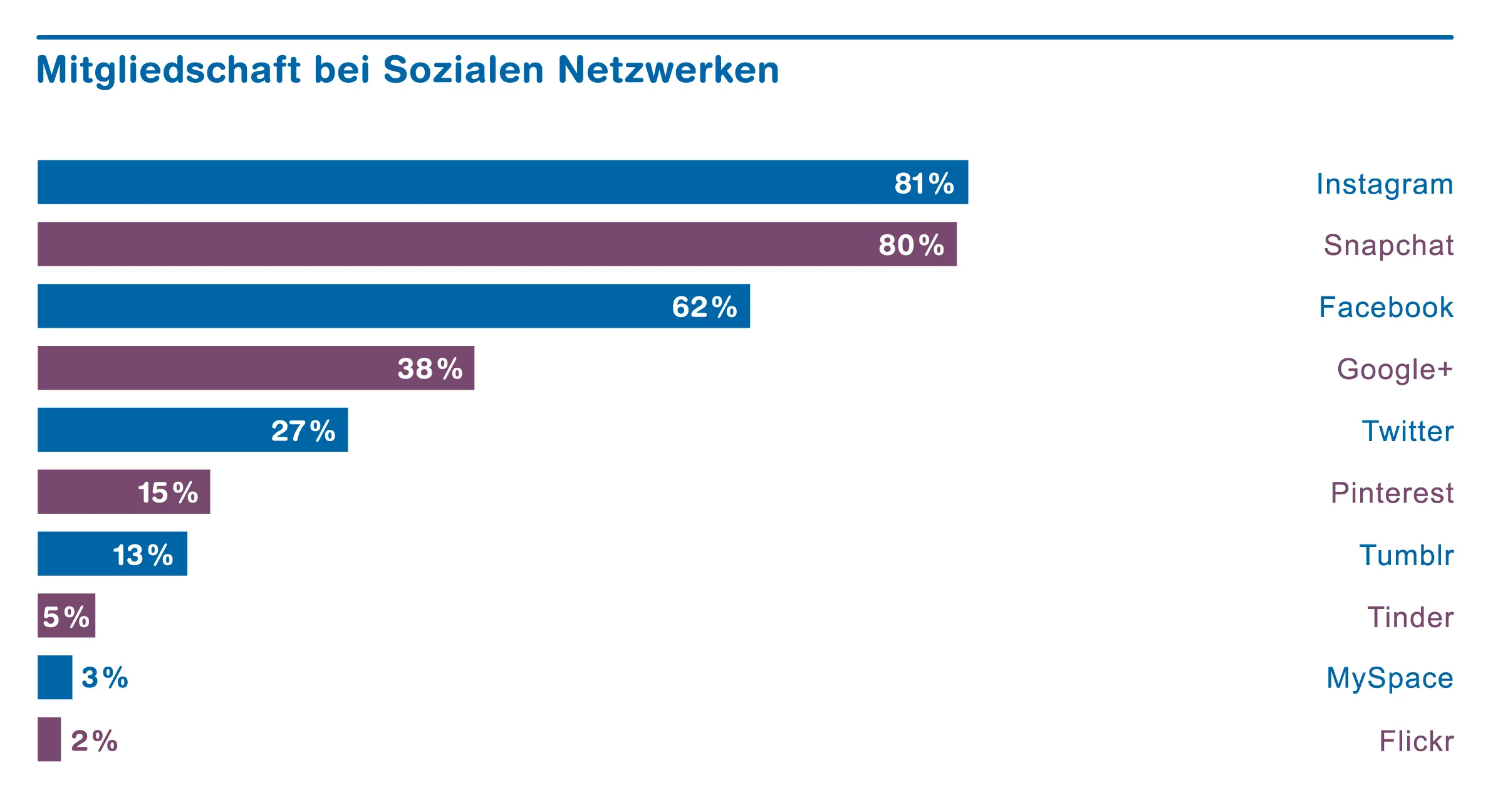 Chart Mitgliedschaften bei Sozialen Netzwerken