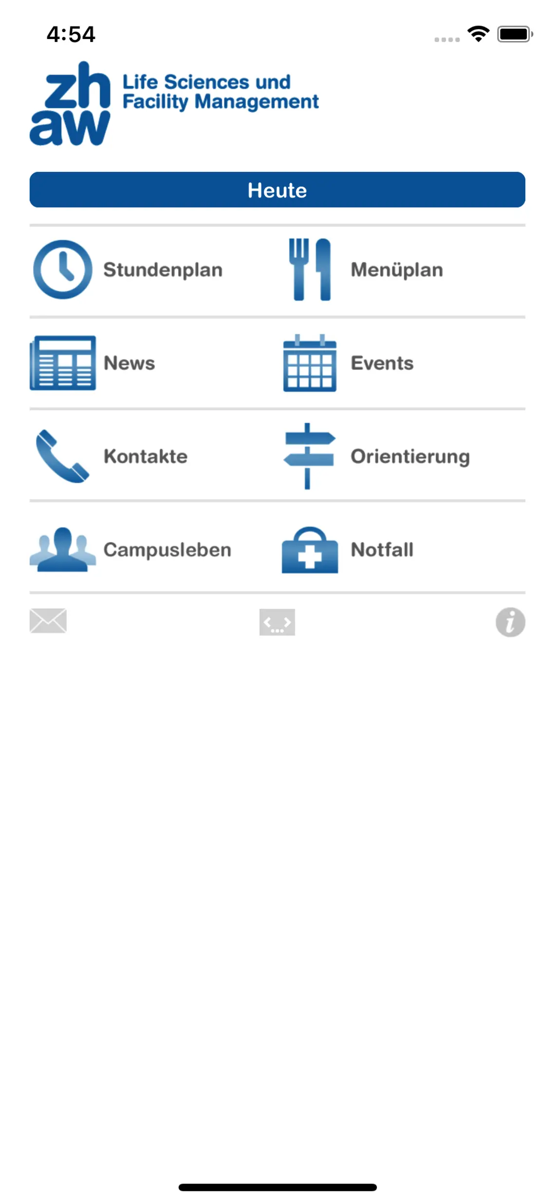 Mobile app for students, staff and external visitors of the Department of Life Sciences and Facility Management at the ZHAW in Wädenswil