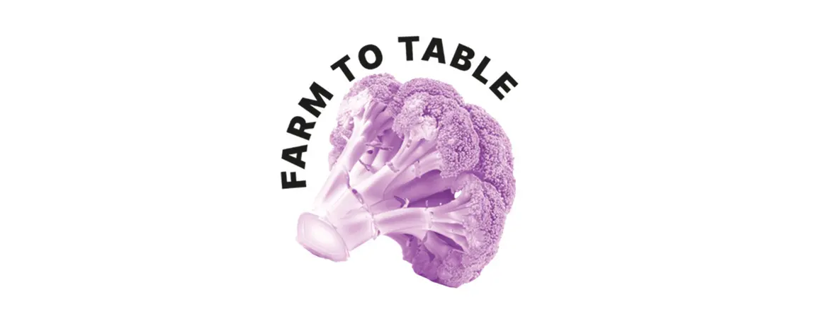 Farm to Table logo: a purple coloured broccoli.